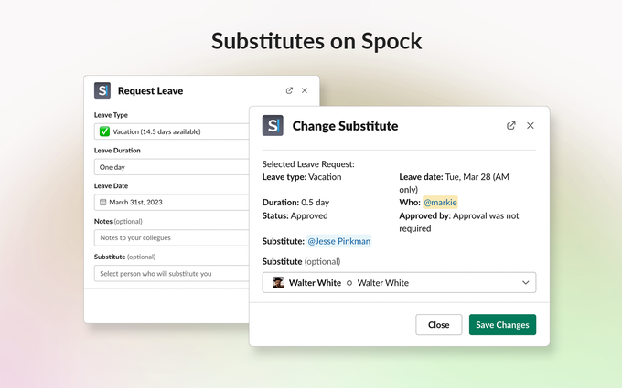 Substitutes on Spock